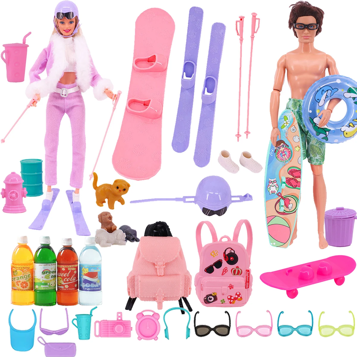 1:12Dollhouse Doll Ski Blister Suit&Accessories For 11.5inch Barbis&Ken Doll Cocktail Daily Casual Clothing Accessories Toys