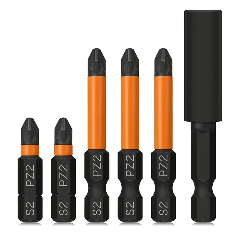 6 قطعة Pozidriv مفك البراغي فيليبس بت مجموعة ، 1/4 بوصة عرافة عرقوب مثقاب الخشب شنيور يعمل بالبطارية 30 مللي متر 50 مللي متر PZ2 مفك مجموعة مع حامل #2