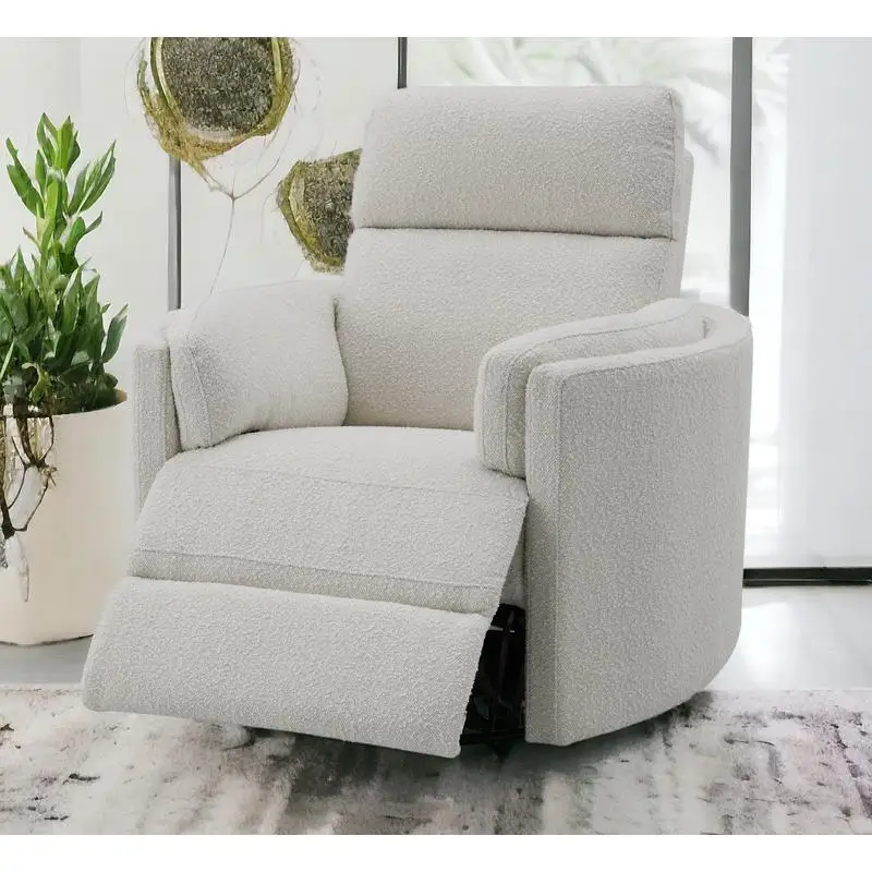 

Beige Boucle Glider Recliner with Swivel Seat for Comfort and Style