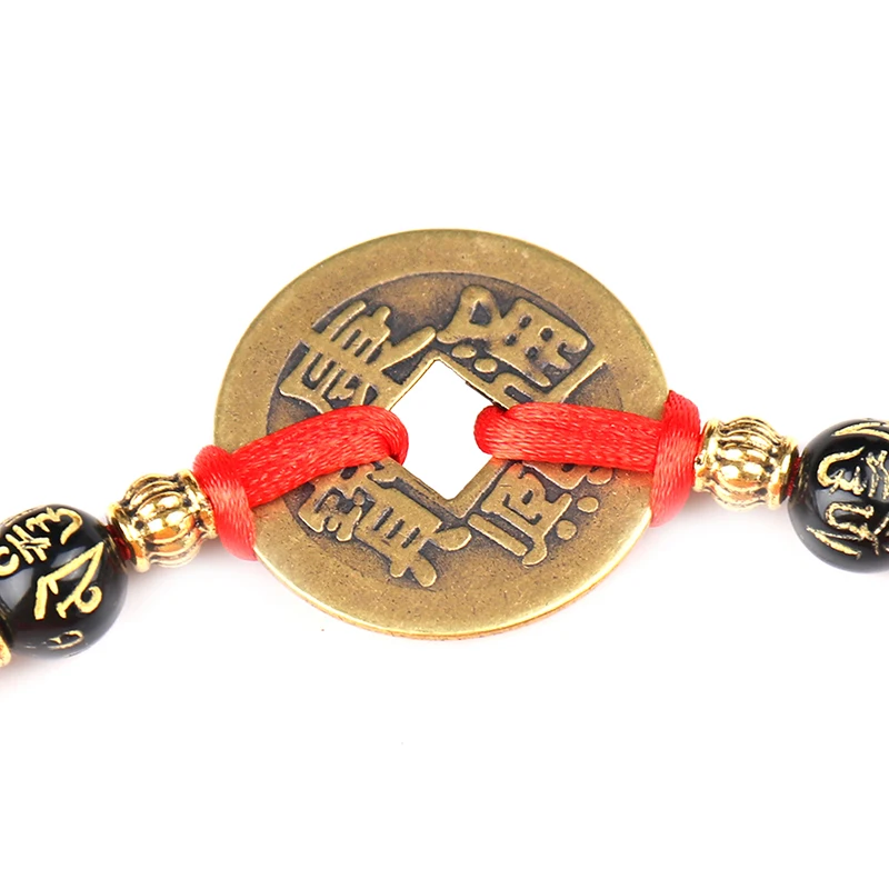 Chinese Feng Shui I Ching Ancient Coin Red String Attract Lucky Wealth Bracelets