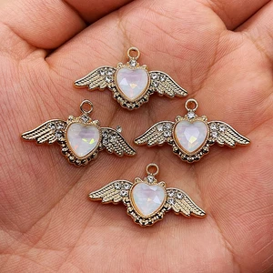 4 buah 12x30mm Warna Sayap Malaikat Pesona Hati untuk Pembuatan Kalung & Gelang DIY 10 pesona sayap penjualan terbaik - №