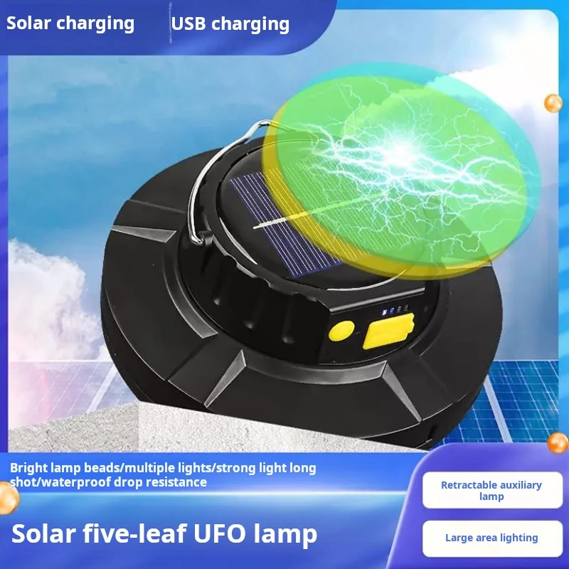 

Solar Rotating Flying Saucer Lamps, Out of the Open Camp Lights, LED, Energy-Saving, Stall Night, Market Lighting