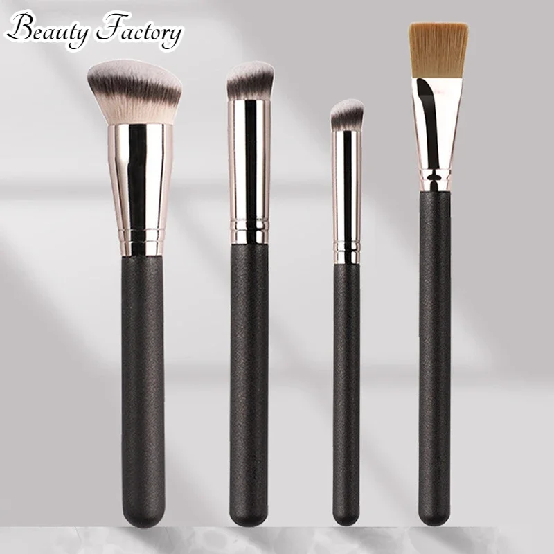 Pinceaux de maquillage pour fond de teint et anti-cernes synthétiques, brosse de contour, outil de beauté, couverture inclinée sans couture, crème liquide, cosmétiques