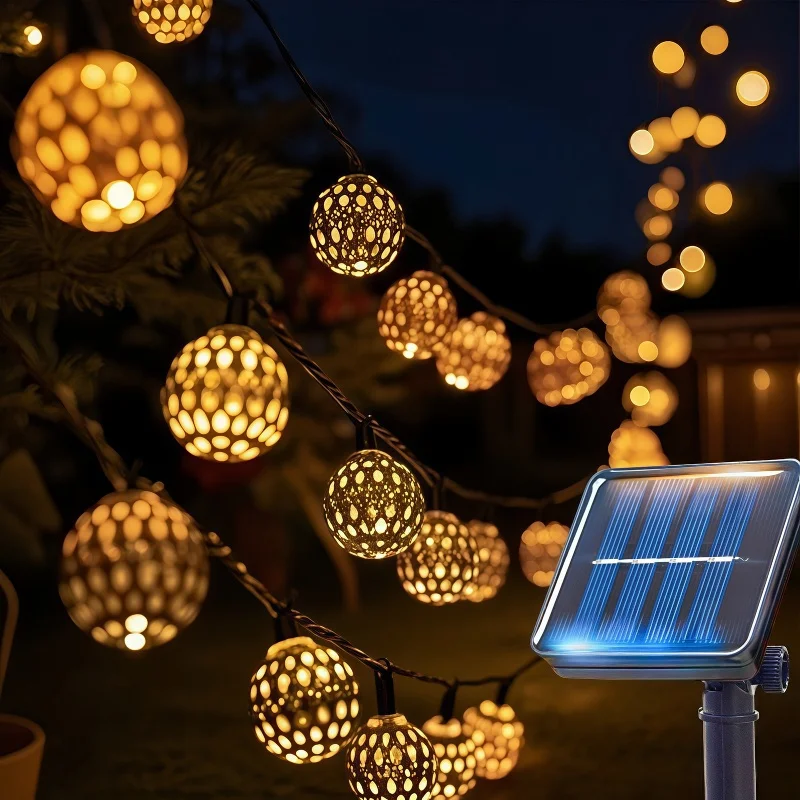 50/ 30/20 LED Marokkanische Kugel Solar Lichterketten Wasserdicht 8 Modi für Outdoor Garten Hochzeit Party Weihnachten Halloween Dekor