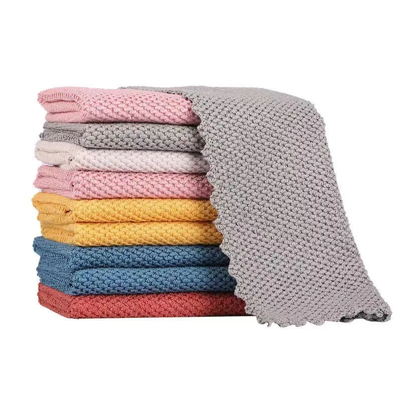 2pcs/4pcs household rag absorbent quick-drying cleaning towel Coral velvet square kitchen towel Microfiber dishcloth