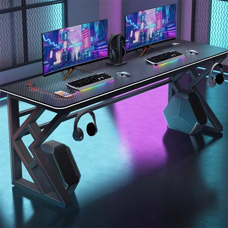 

Practical Modern Carbon Fiber Desktop Computer Desk For Office Furniture Internet Cafe Double Gaming Table Home Office Computer