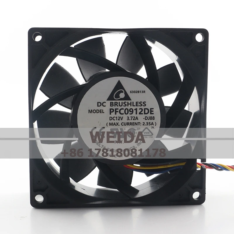 

9CM New Delta PFC0912DE-DJ88 9038 3.72A 12V Server High-Pressure Temperature Control 90X90X38MM Cooling Fan