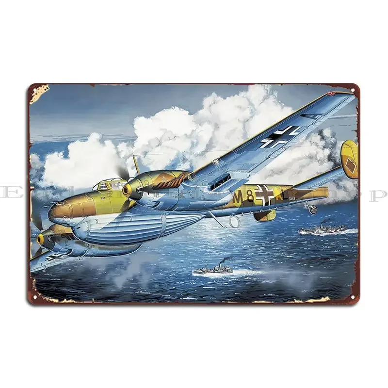 Bf110 D1r1 Luftwaffe شريط تسجيل معدني كهف تصميمات المرآب تين تسجيل ملصق #1