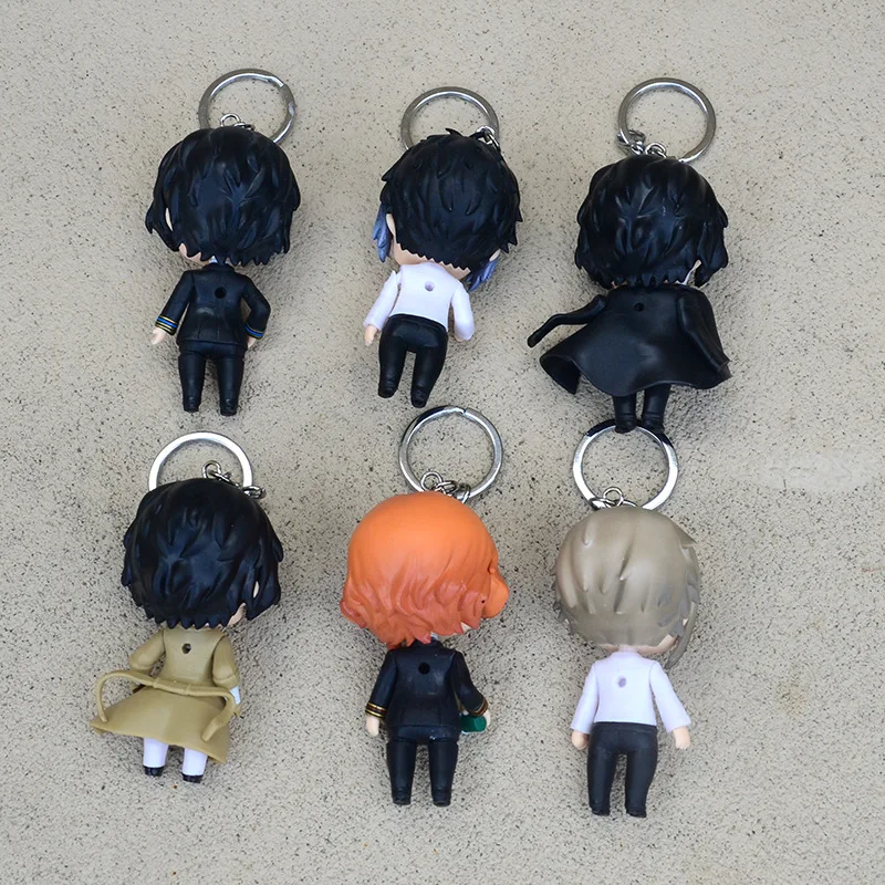 Bungo Stray Dogs Anime Keychain Atsushi Nakajima Osamu Dazai PVC Anime Figure Bag Pendant Cute Doll Keyring Decor Collector Gift