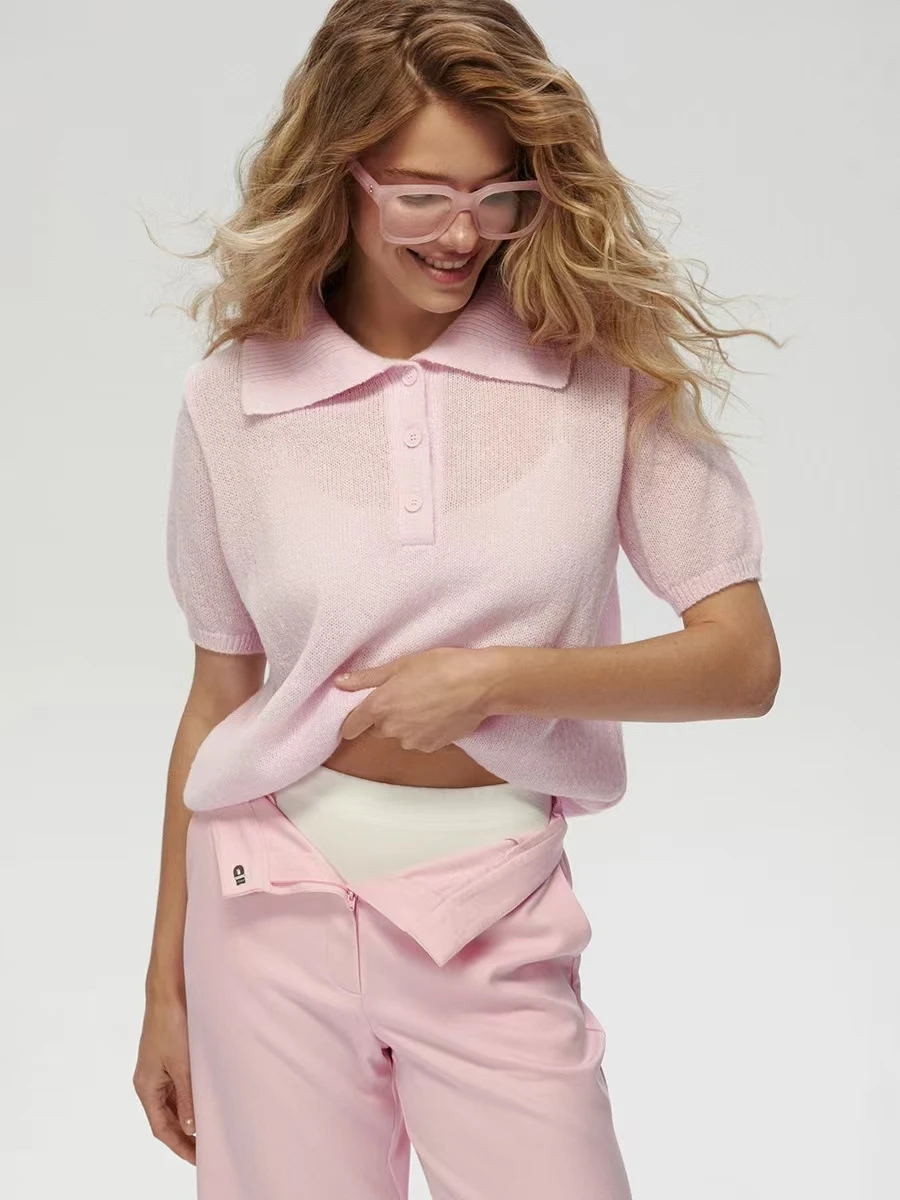 Faionable Sexy pull tricoté creux ort Sve coupe ample Ne longueur régulière été décontracté Sle acrylique haut pour femme