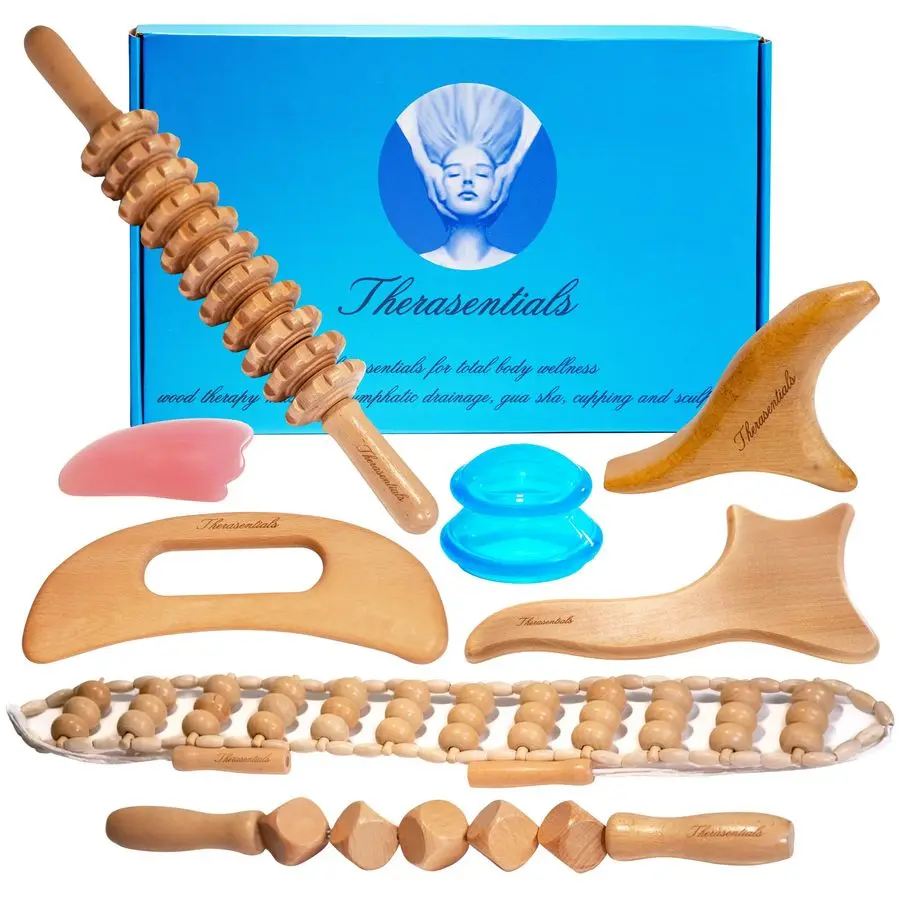 Holztherapie-Massagegeräte, 12-in-1, Multiuse, Lymphdrainage-Massagegerät, Maderoterapia-Kit, Anti-Cellulite, komplettes Körperformungsgerät
