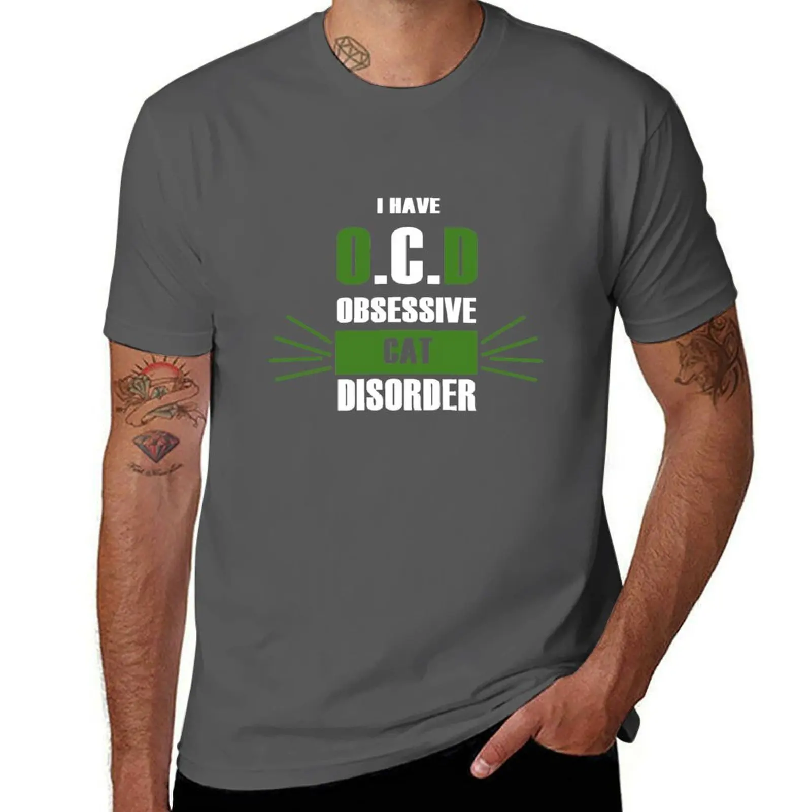 

I Have OCD - Obsessive Cat Disorder T-Shirt man t shirt heavy cotton man t shirts graphic T-Shirt