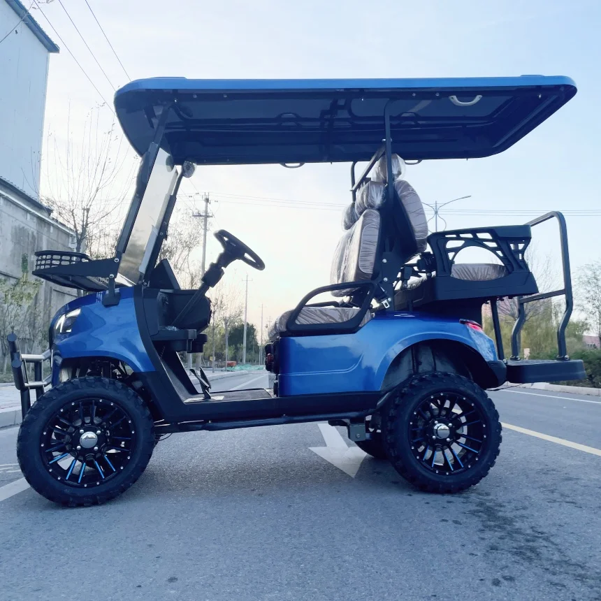 Street Legal 2+2 Seater Electric Golf Cart With Foot Operated Park Brake Chair Black Leather With Headrest Ball Washer Golf Cart