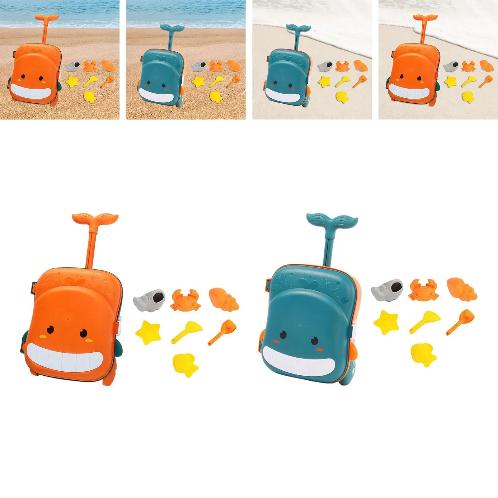 Children Beach Toy Set Holding Small Toy Colorful Kids Sandbox Toy Sand Digging Tool Baby Water Play Tool Luggage Trolley Case