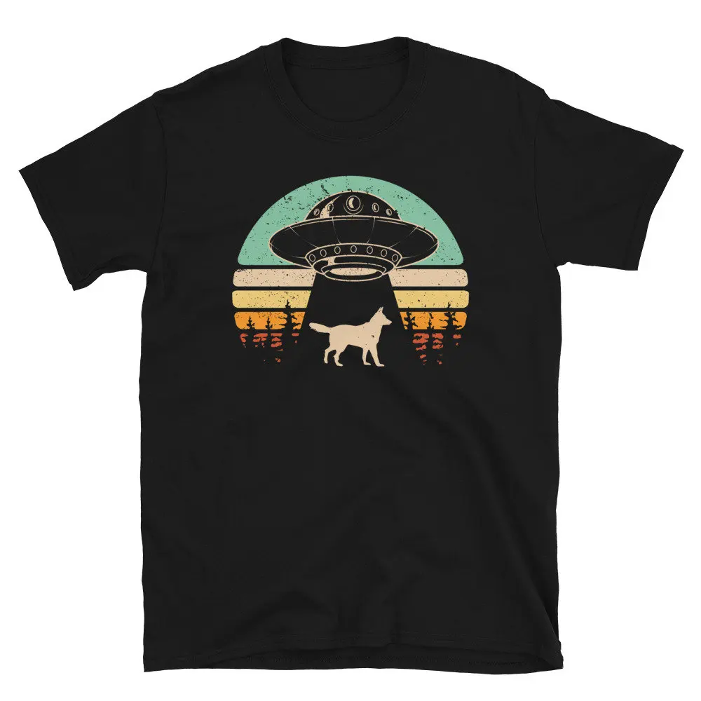 Funny German Shepherd Dog T Shirt Unique Shepard s Alien Spaceship Retro Flying Saucer Lover Abduction