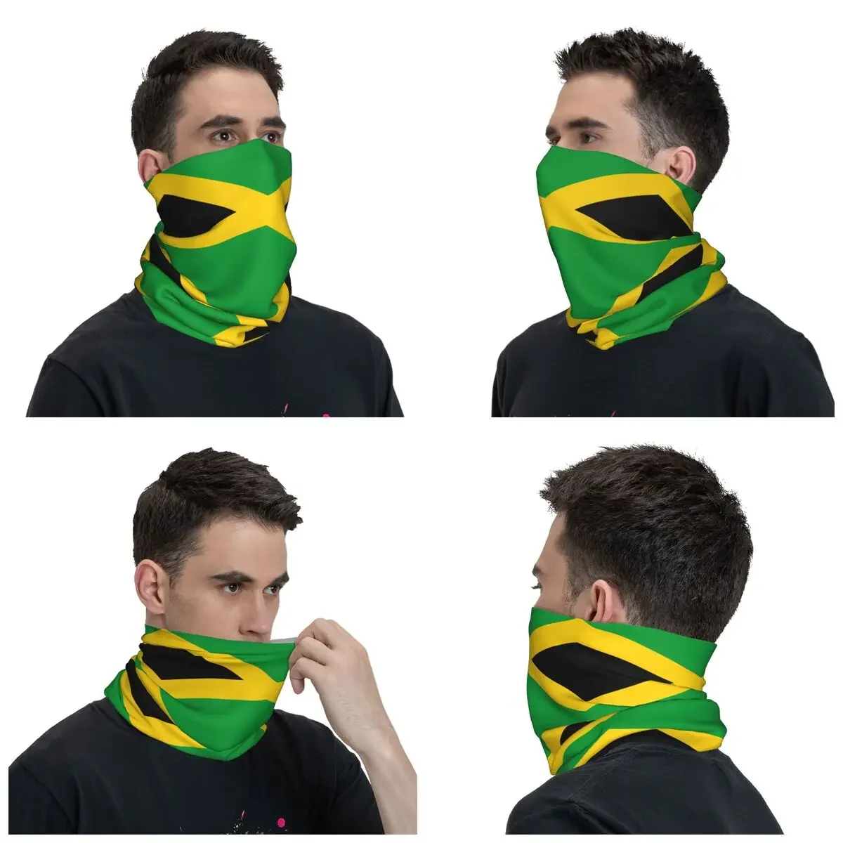 Jamaica Flag Bandana Neck Gaiter Printed Jamaican Wrap Scarf Multi-use Balaclava Outdoor Sports for Men Women Adult Winter