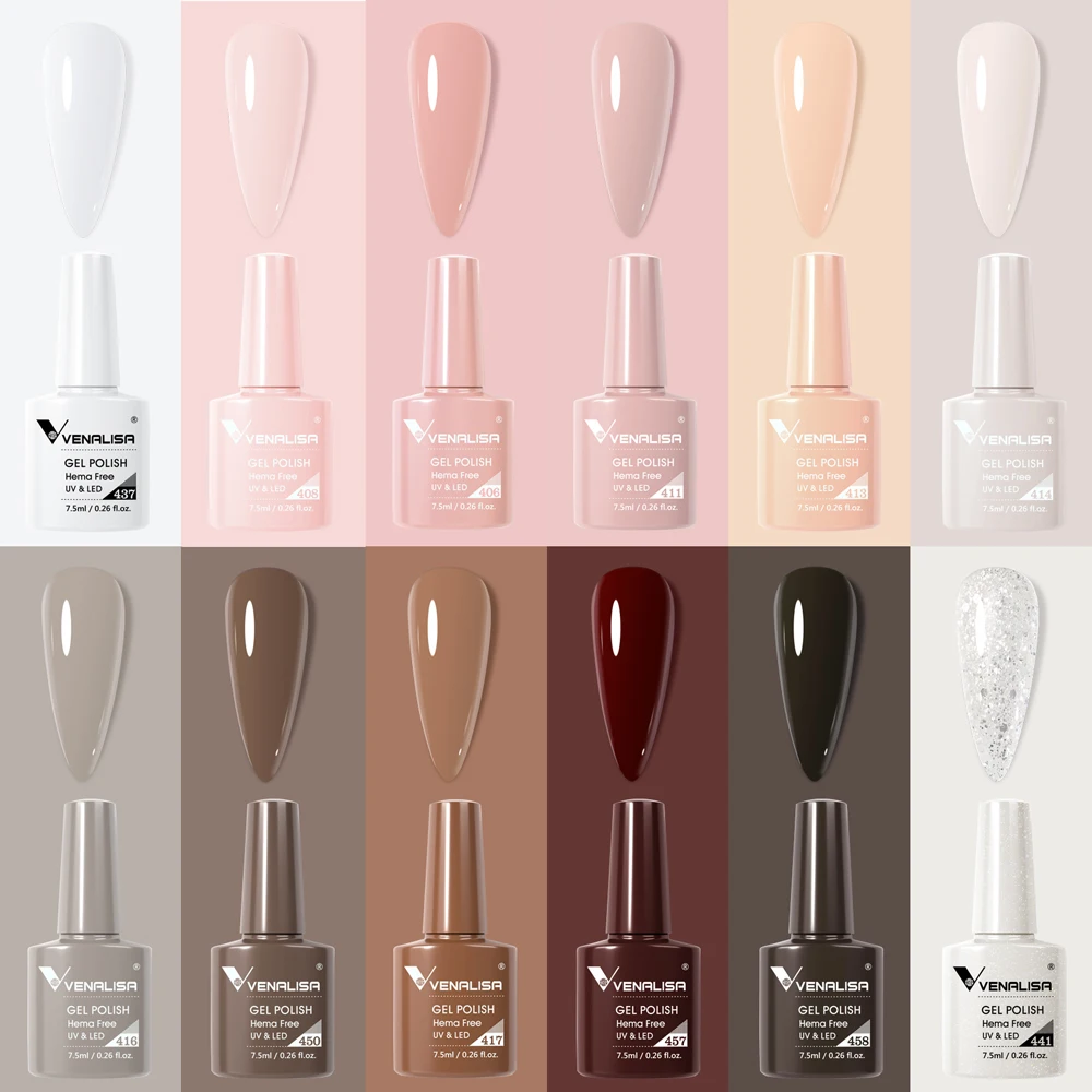 Venalisa Gel-Nagellack, Weihnachtsfarben-Set, 6/12 Stück/Set, Winter- und Herbstnägel, Gummibasis, Gelee, Rosa, natürliche Nude-Farbserie – Detail 40
