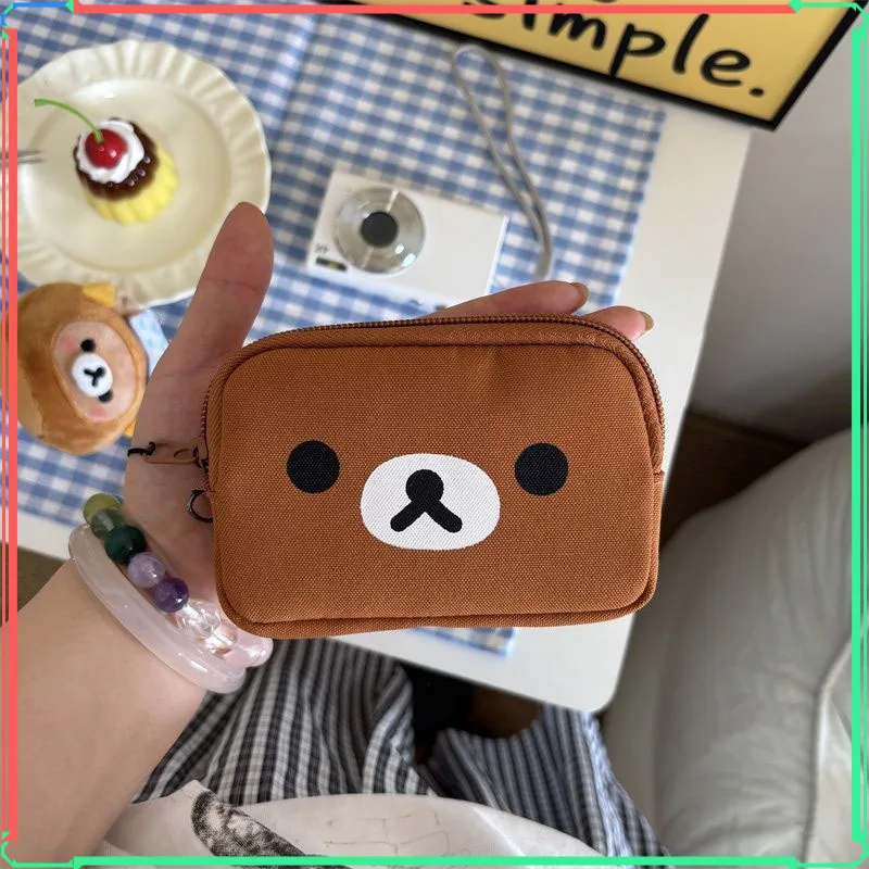 New Rilakkuma Oxford Cloth Storage Bag Cute Japanese Cartoon Character Lipstick Red Wallet Coin Card Holder Headphone Bag Gift
