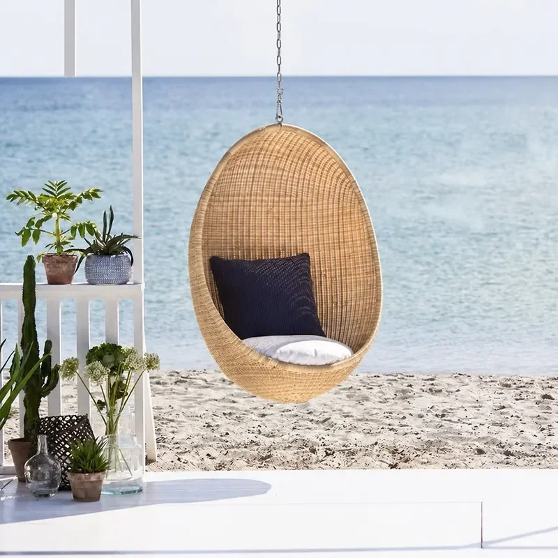 YAO Outdoor Rattan Woven Hanging Basket Swing Chair Garden Courtyard Balcony Bird Nest Rocking Sofa Furniture for Leisure