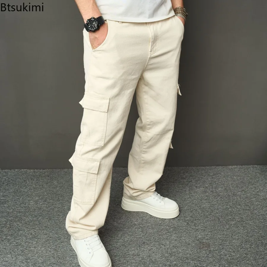2025 New Cotton Pockets Men's Straight Leg Cowboy Cargo Pants Loose Casual Outdoor Pants Men's Work Pants for Hiking Tactical
