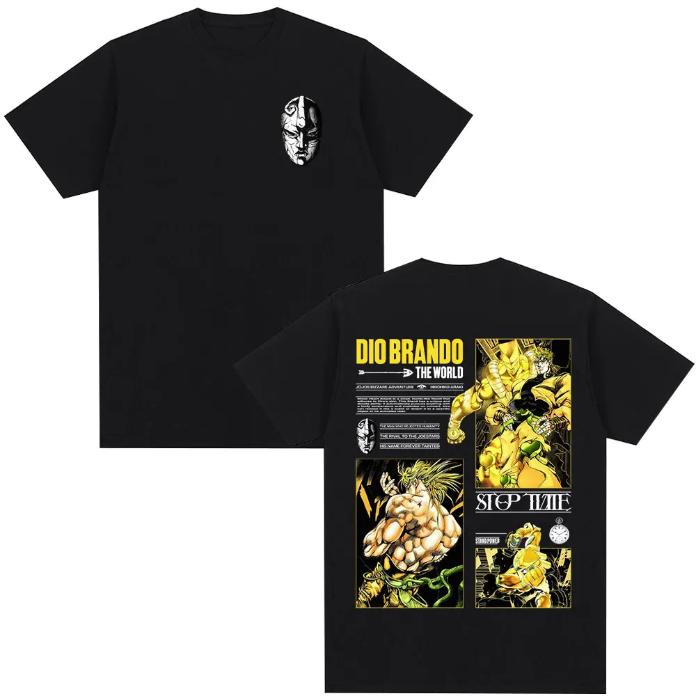 

Anime Jojo Bizarre Adventure Dio Brando The World T-shirt 2026 Summer Men's Women's Casual Cotton Short Sleeve Oversized T-shirt