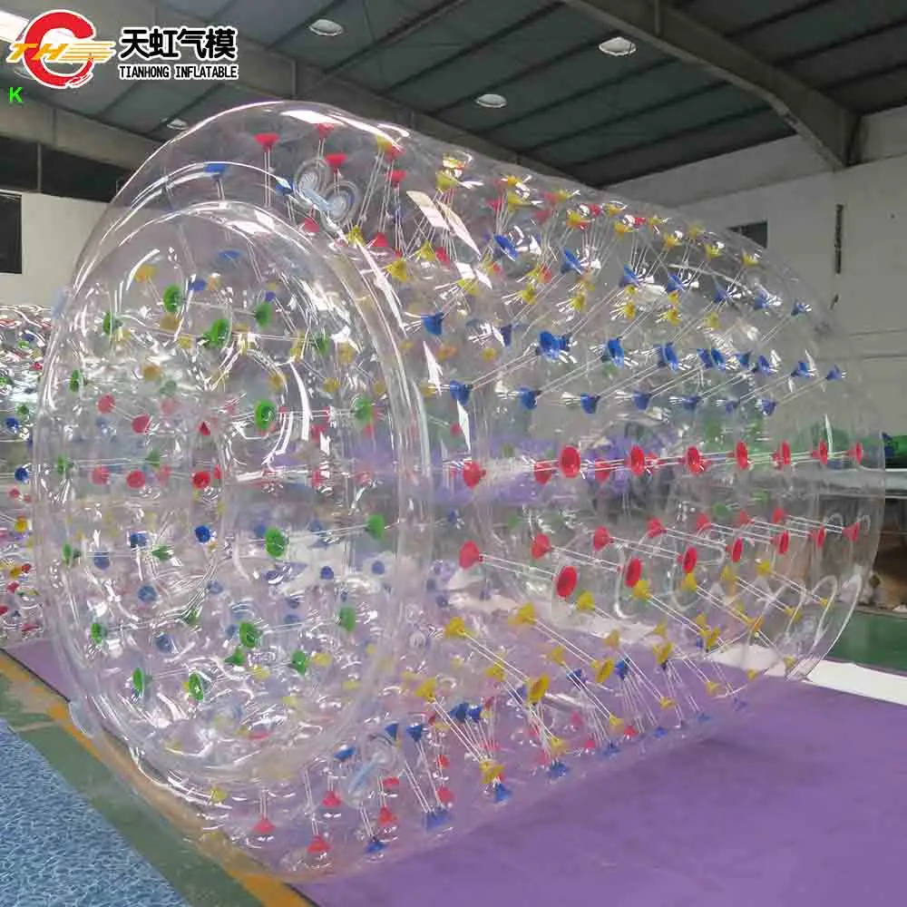 Szybka wysyłka lotnicza Kolorowe kropki Nadmuchiwany roller wodny do basenu Park wodny Nadmuchiwane zabawki do rolania dla ludzi na sprzedaż