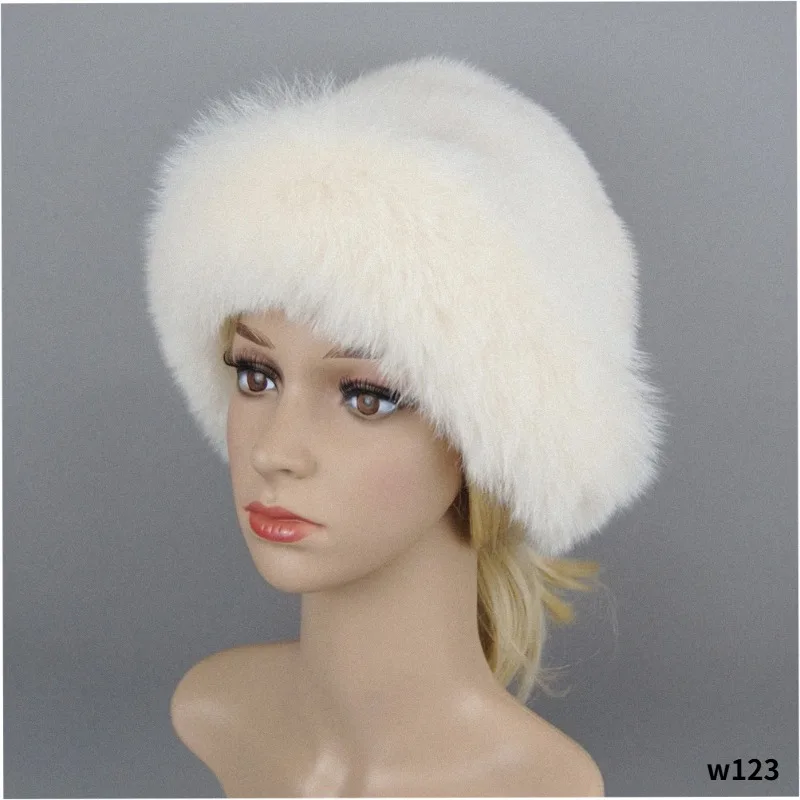 Women Real Mink Fur Bomber Hat Winter Genuine Fox Fur Knit Caps Warm Ear Protection Luxury Fluffy Mink Hats Elastic Bowler Hat