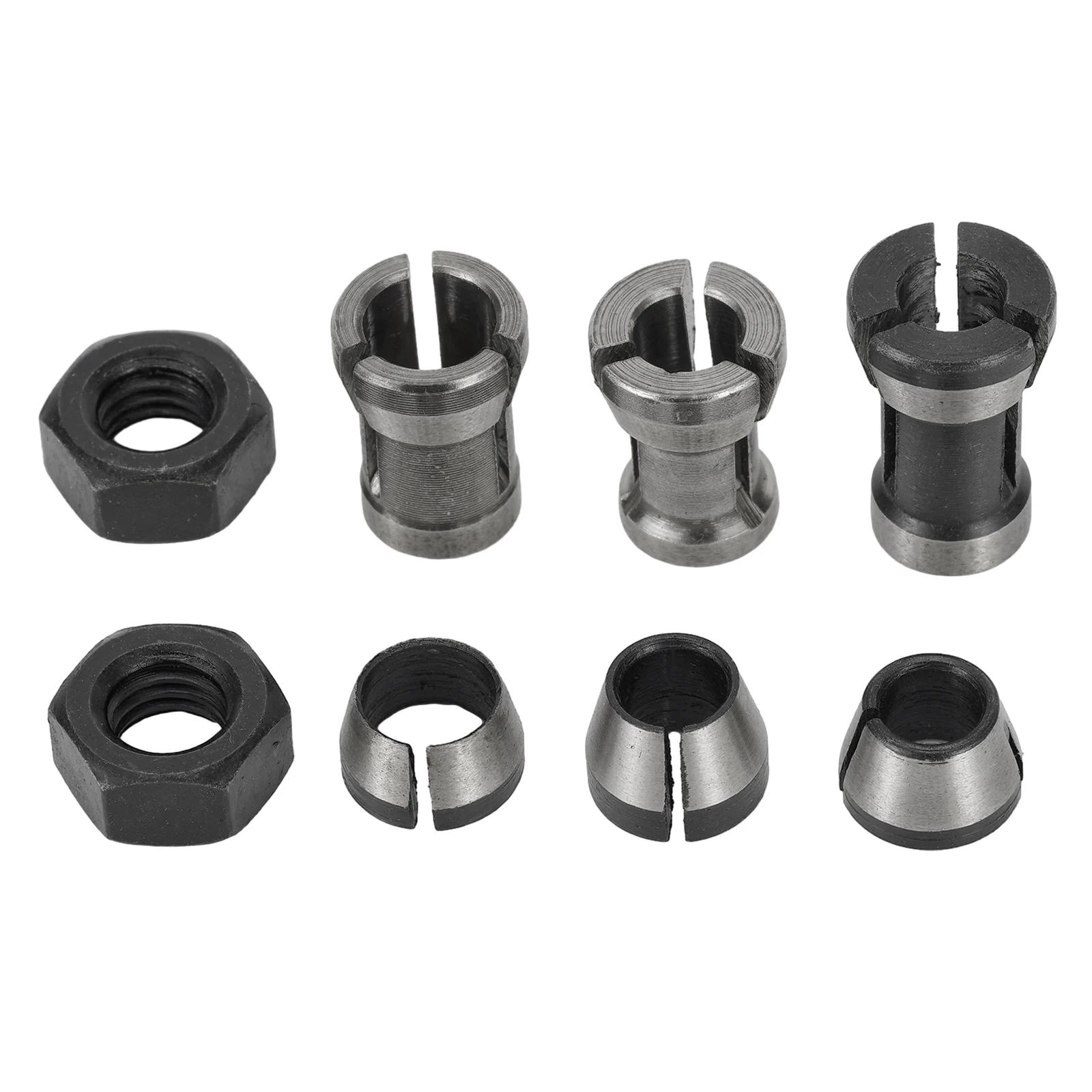 8pcs 6mm/ 6.35mm/ 8mm Collets Chuck With 7mm/8mm Nut Engraving Trimming Machine Electric Router Milling Cutter Accessories