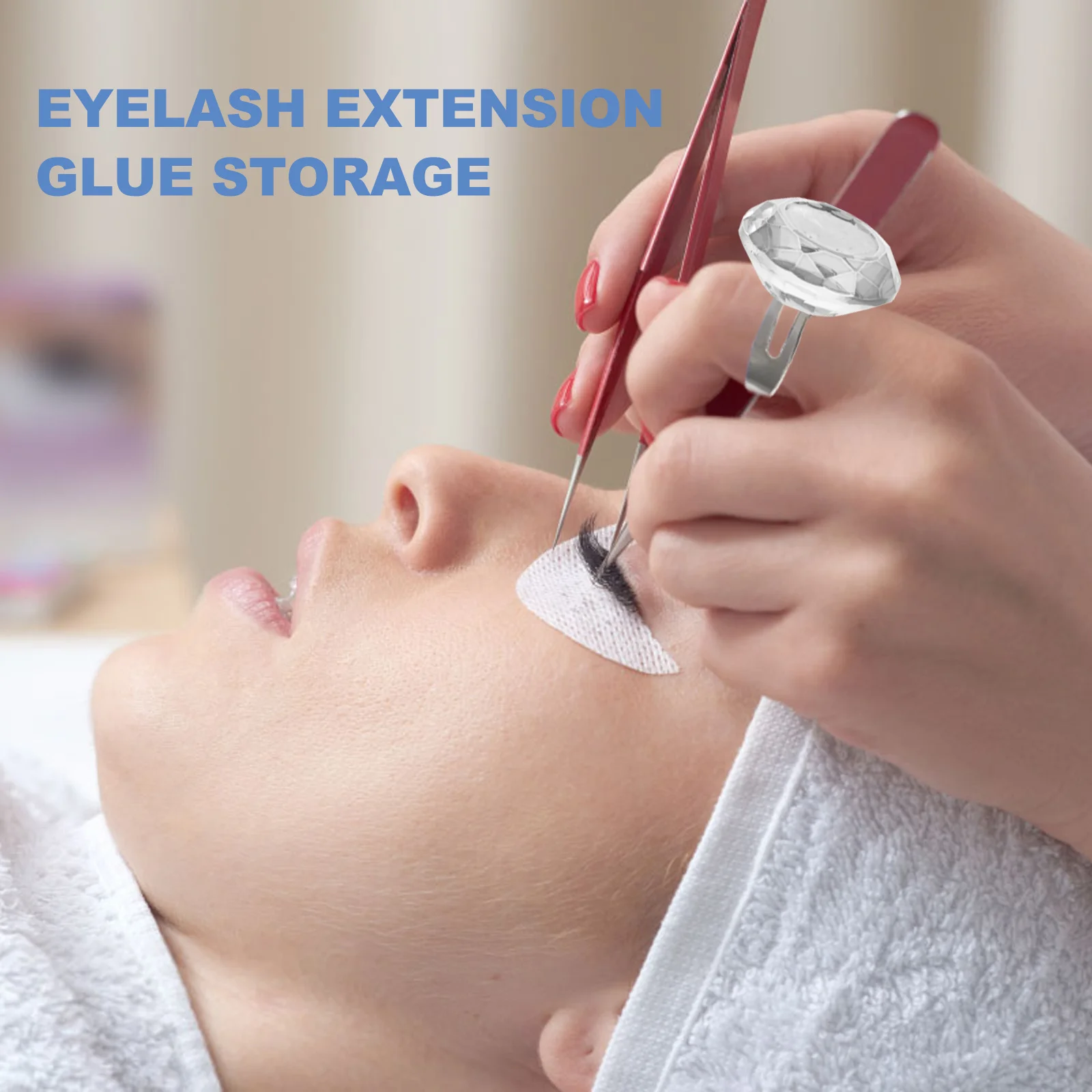 1Pcs Adjustable Eyelash Extension Ring Cup Crystal Pigment Ring Tray Glue Holder Eyelash Grafting Tattoo Beauty Supplies