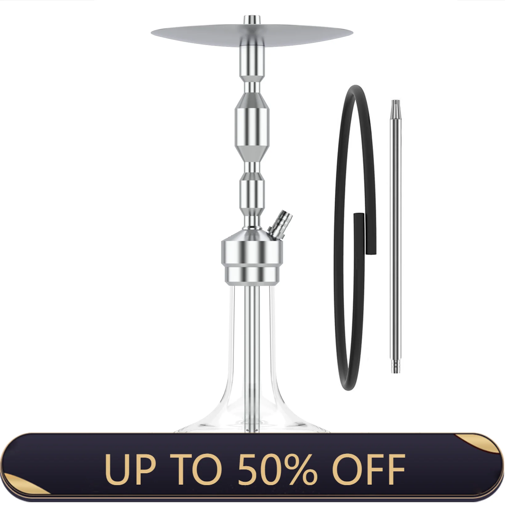 MIG MINIME V2 Hookah Shisha Set 304 Stainless Steel With Glass Bottle Single Pipe