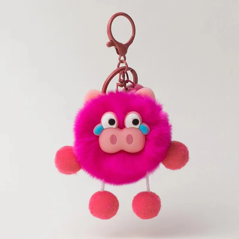 Cute Otter Rabbit Fur Small Coal Ball Car Keychain Pendant Simple Girly Plush Doll Backpack Charm view 6