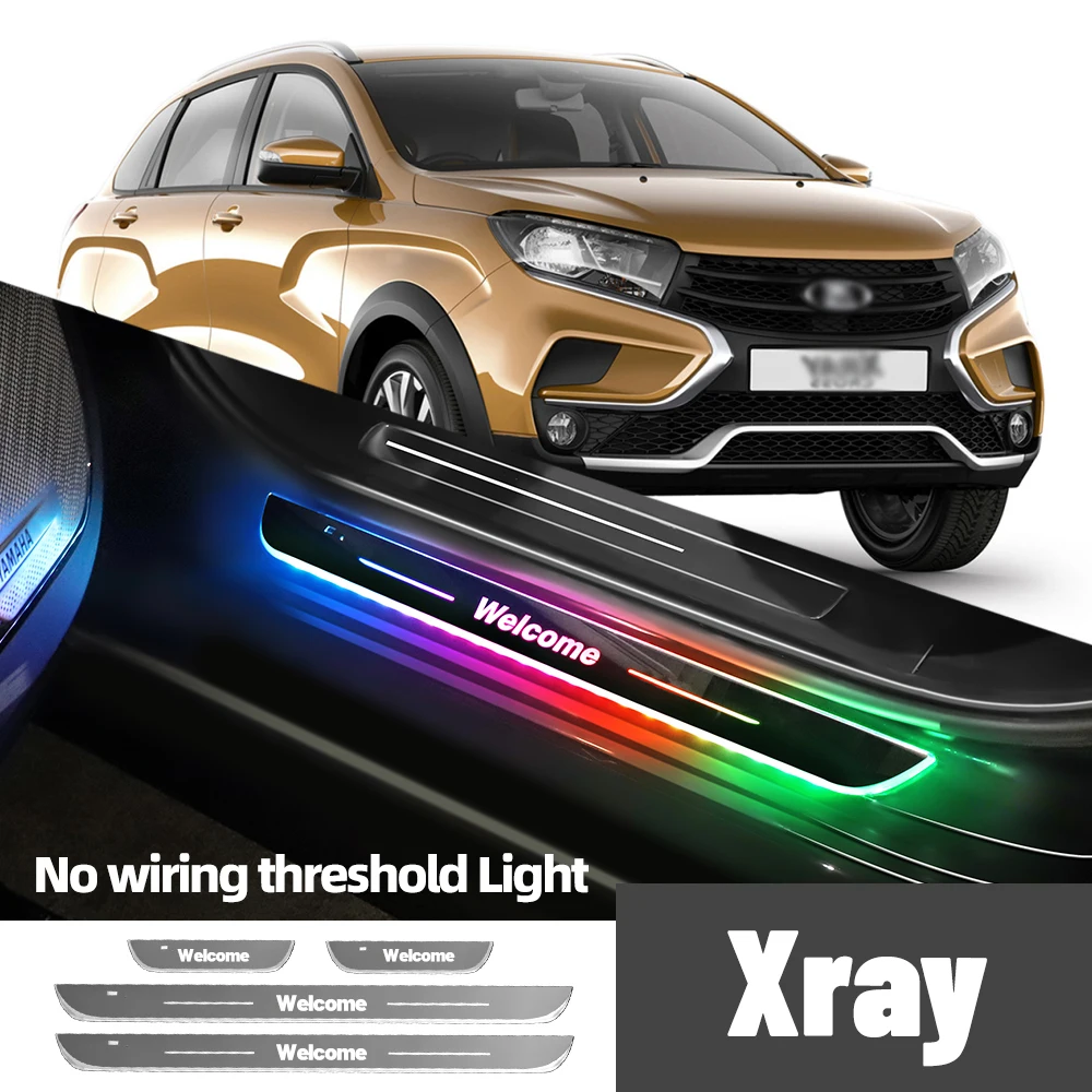

For Lada Xray 2015-2023 2019 2020 2021 2022 Car Door Sill Light Customized Logo LED Welcome Threshold Pedal Lamp Accessories