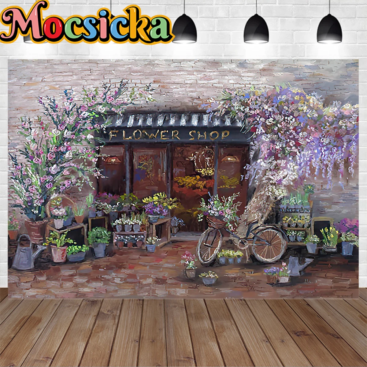 Purple Flower Shop Decor Photography Backdrop Sweet Girl Birthday Party Studio Photo Garden Potted Plant Oil Painting Texture