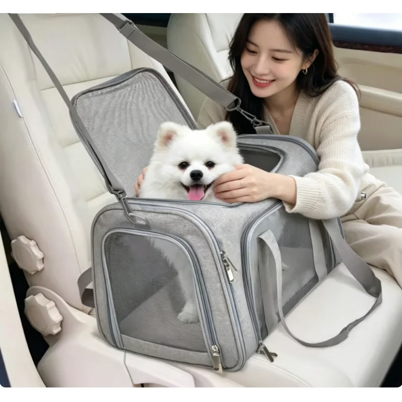 

Portable Soft Side Pet Travel Backpack Airline Approved Carrier for Small Dogs Cats Outing