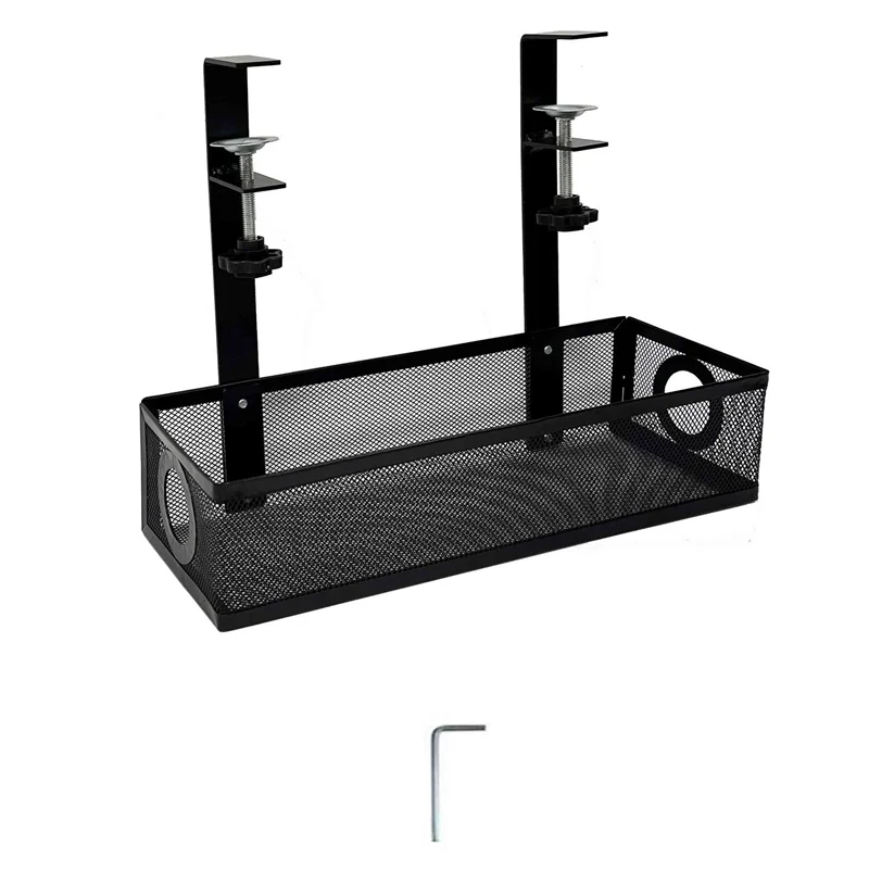 ABSQ-Under Desk Cable Management Box Tray Under Desk Wire Management Box Clamp Under Table Cord Management Organizer