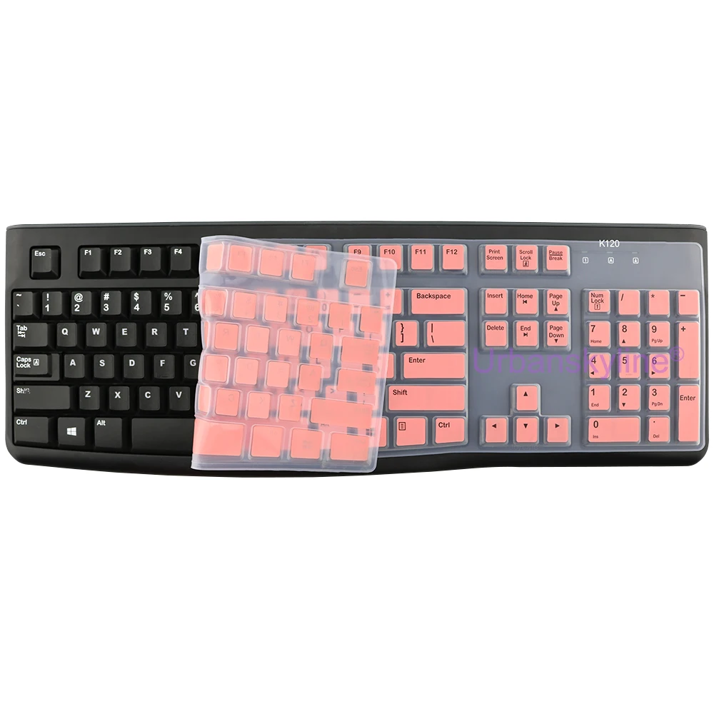 K120 MK120 Keyboard Cover for Logitech K120 MK120 Silicone Protector Skin Case Film Slim Thin Transparent Clear Black Pink