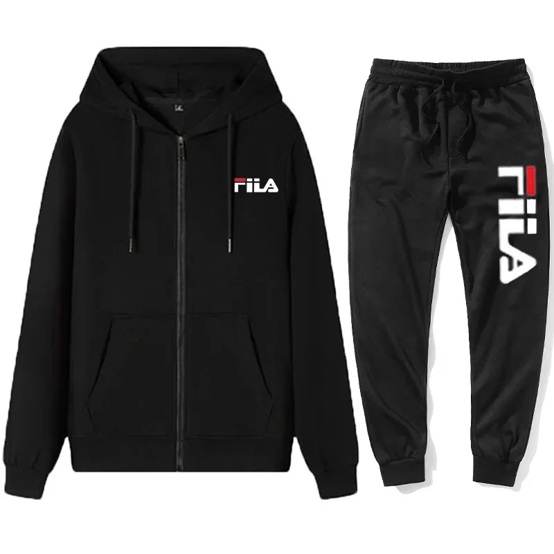 Men's zippered sweatshirts and sweatpants, suitable for autumn and winter fitness. Autumn and winter men's sportswear set