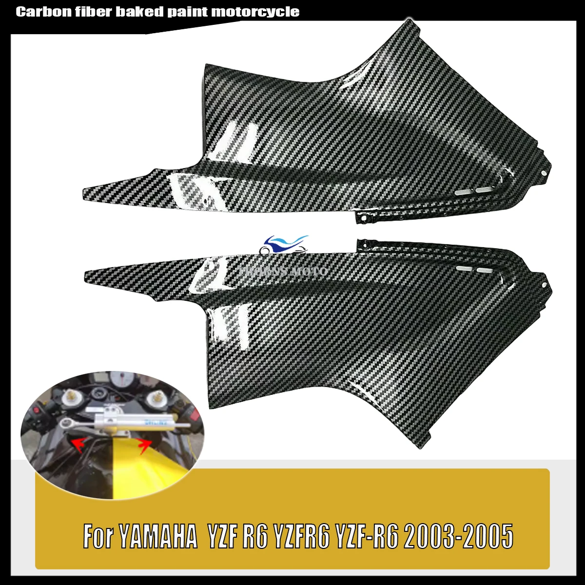 

Hydro Dipped Carbon Fiber pattern Motorcycle Front Air Dust Cover Fairing Insert Accessories For Yamaha YZF R6 2003 2004 2005