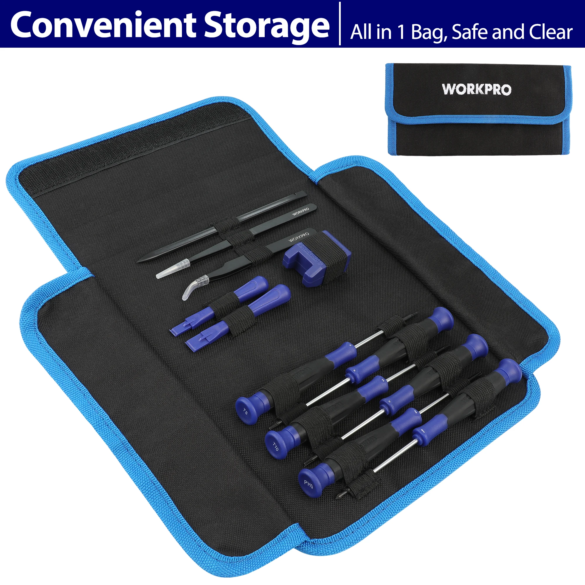 WORKPRO Magnetic Screwdriver Set 12pc CRV Screwdriver Kit with Oxford Storage Bag Torx Phillips Screwdriver household