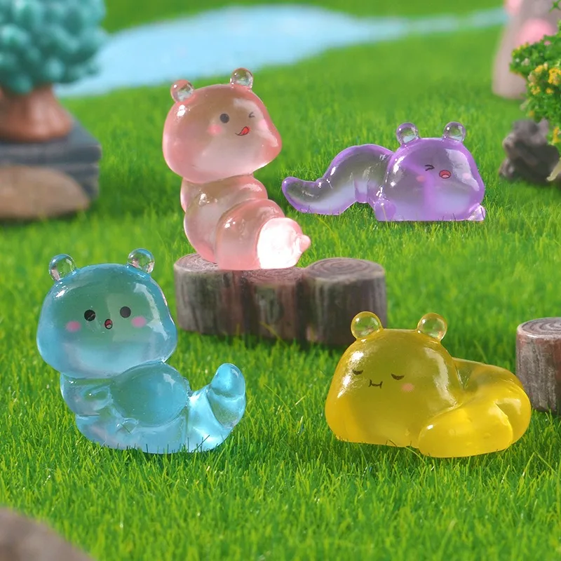 12PCS New Cross-border Micro Landscape Creative Cute Night Light Caterpillar Gardening Doll House Cute Resin Mini Ornament
