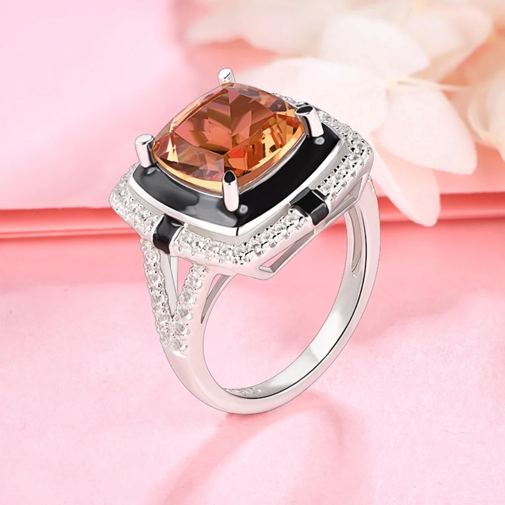 CHARMING Engagement Rings Diaspore Sultanite Gemstone 925 Sterling Silver for Women Luxury Wedding Bride Wear Jewelry Gifts