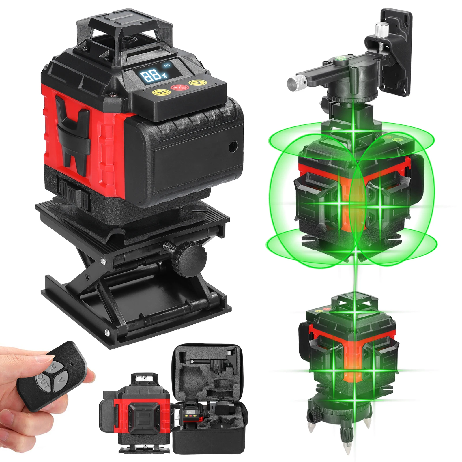 Multifunctional 4D 16 Lines Laser Level 3° Self-leveling Machine Rechargeable Lithium Battery Leveling Tool