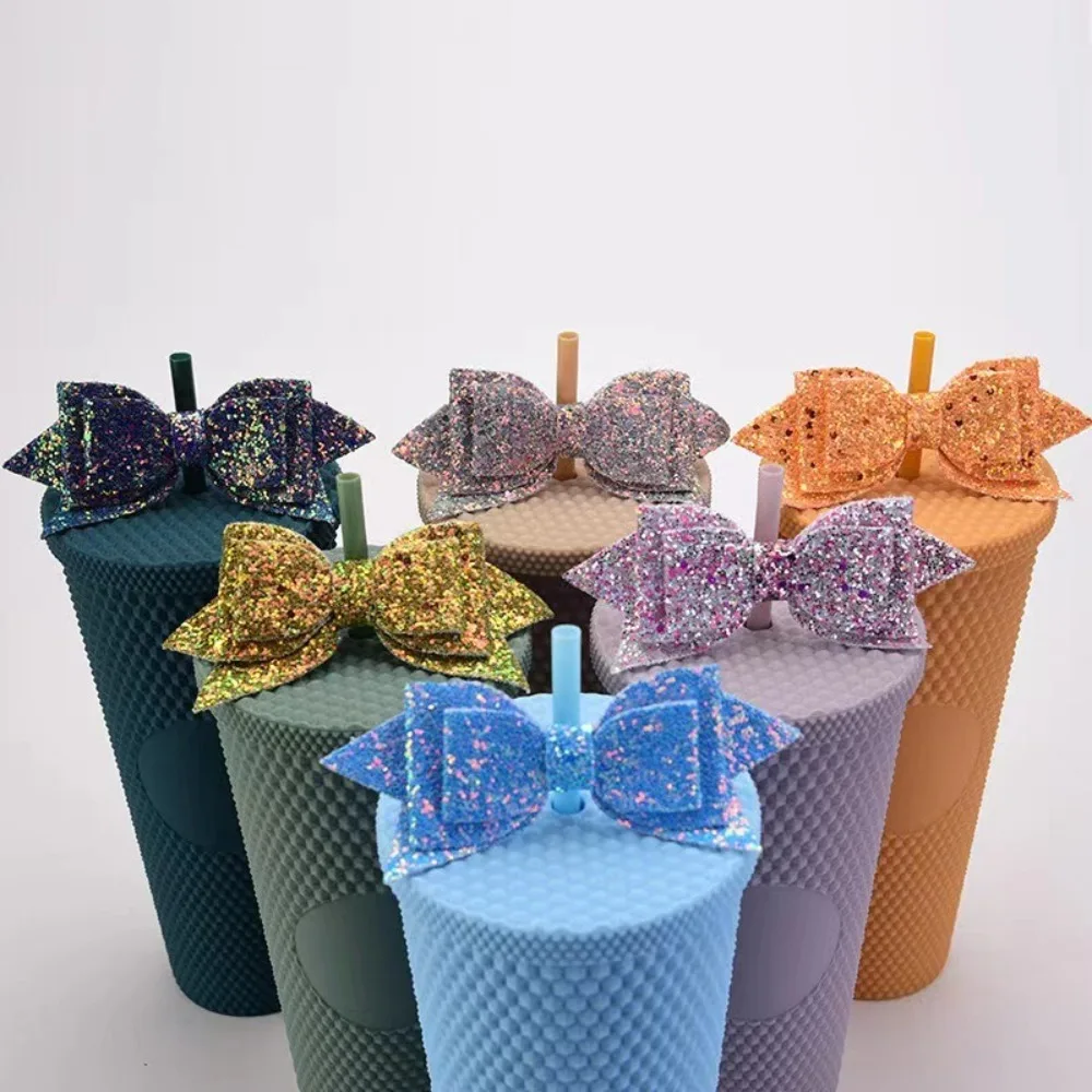 3PCS Sequin Bow Straw Cup Decorative Beauty 3D Bow Drinking Straw Accessories DIY Cup Accessories Drinkware