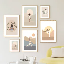 Boho Lotus Yoga Girl Meditation Calming Zen Canvas Painting Nordic Posters Prints Wall Art Pictures For Living Room Home Decor