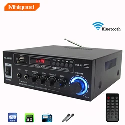 2000W power amplifier 2.0 Channel Audio Home Theater Amplifiers DC 12V 110V/220V Support EQ FM SD USB 2 Mic 5.0 bluetooth