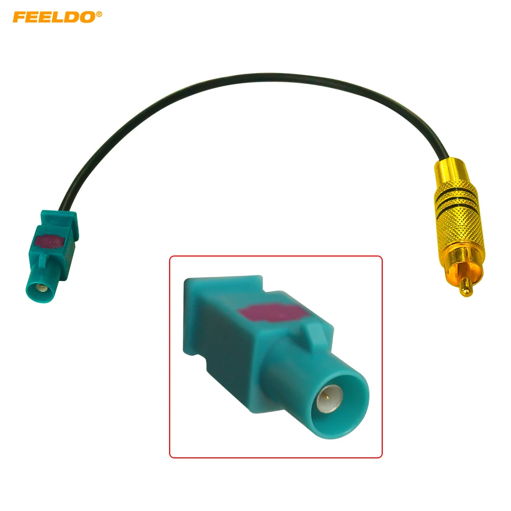 FEELDO Male Fakra To Golden Metal RCA Camera Retention Cable For Various Vehicles' OEM Devices #HQ7326