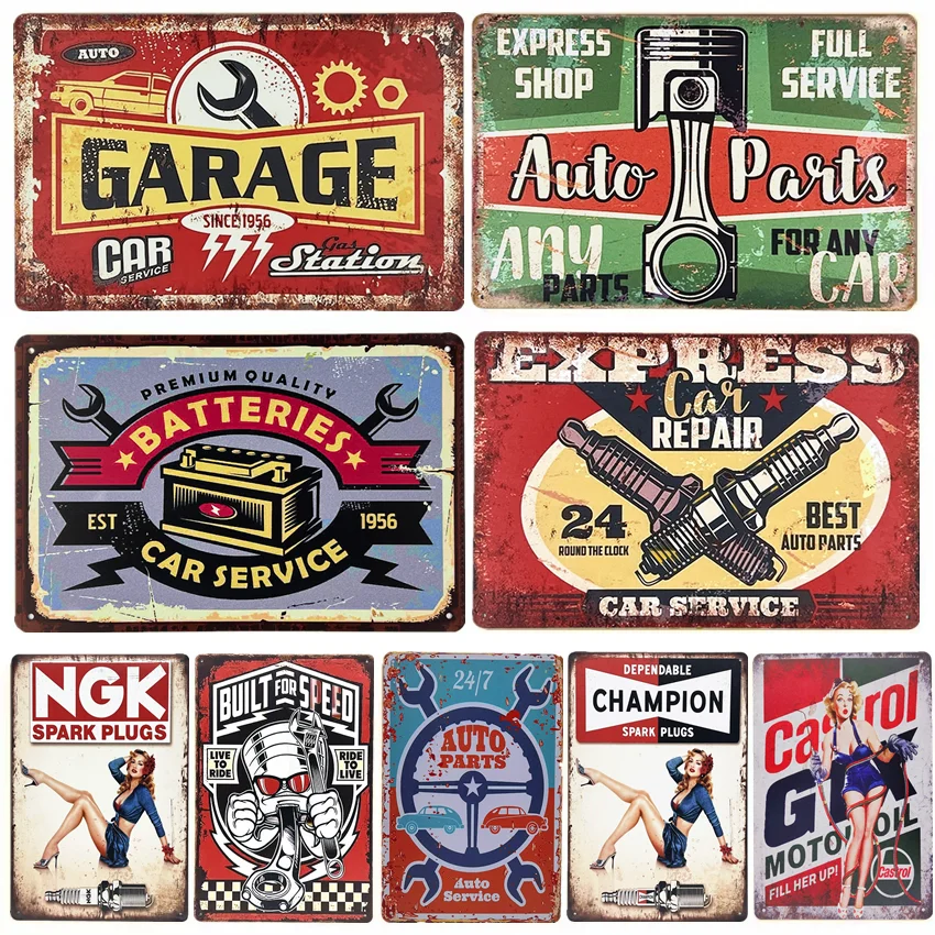 

Vintage Metal Tin Signs, Decorative Plaque for Garage Oil Gas Station, Man Cave Club, Home Wall Decoration