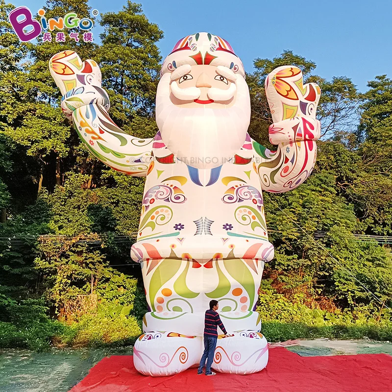 Giant 9m/30ft Height Inflatable Pattern Santa Claus Balloon With Lights Christmas Holiday Xmas Decoration Props