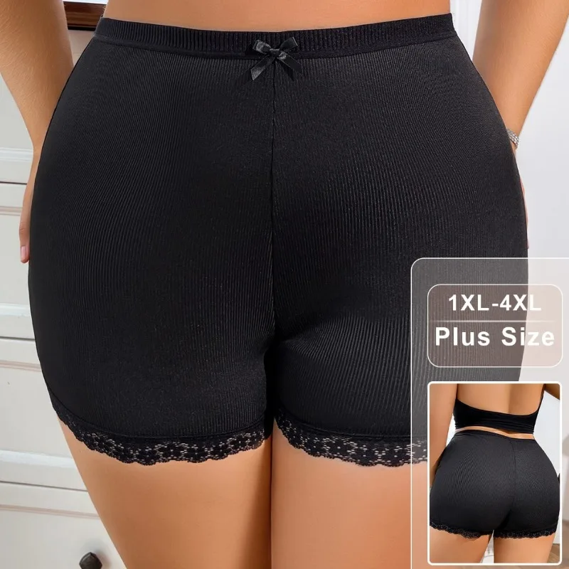 

1 шт., большие размеры 1XL-4XL, бесшовные женские шорты в рубчик с бантом, дышащее удобное сексуальное женское белье, женские трусы, новый стиль, нижнее белье
