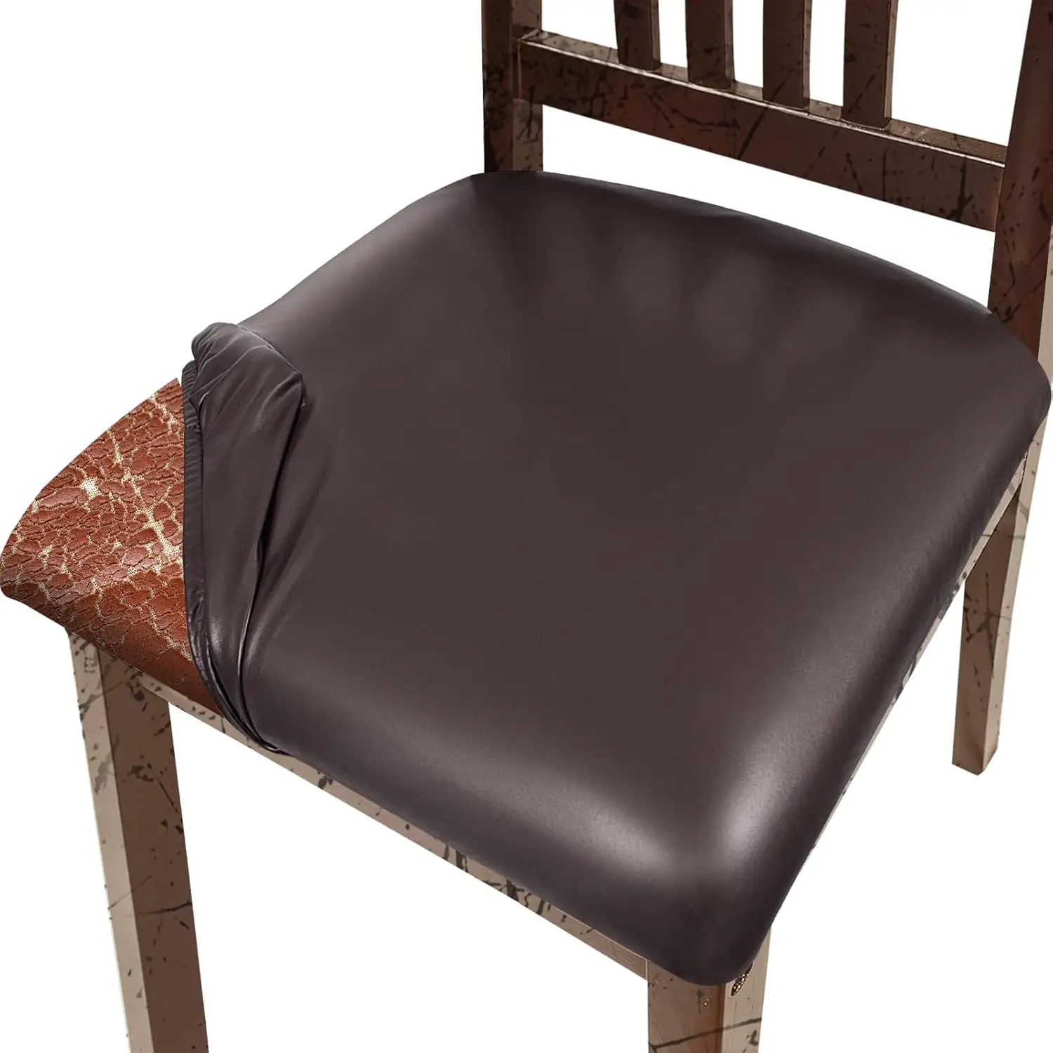 

Pu Leather Dining Chair Seat Covers Set Of 2, Waterproof Kitchen Chair Covers Stretch Chair Cover For Kitchen/Dining